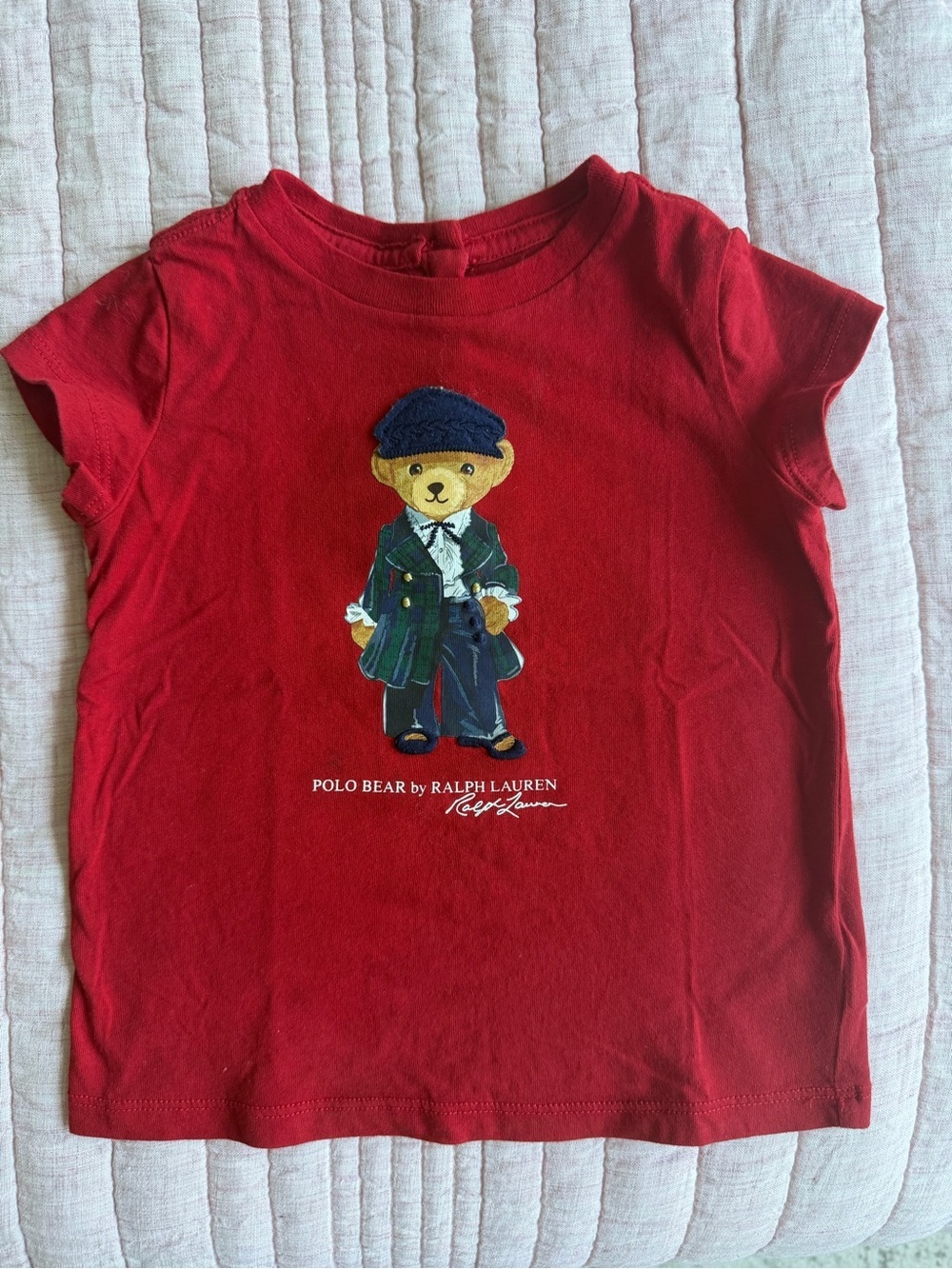 Ralph Lauren Red Polo Bear Short Sleeve Tee - Size: 18 months